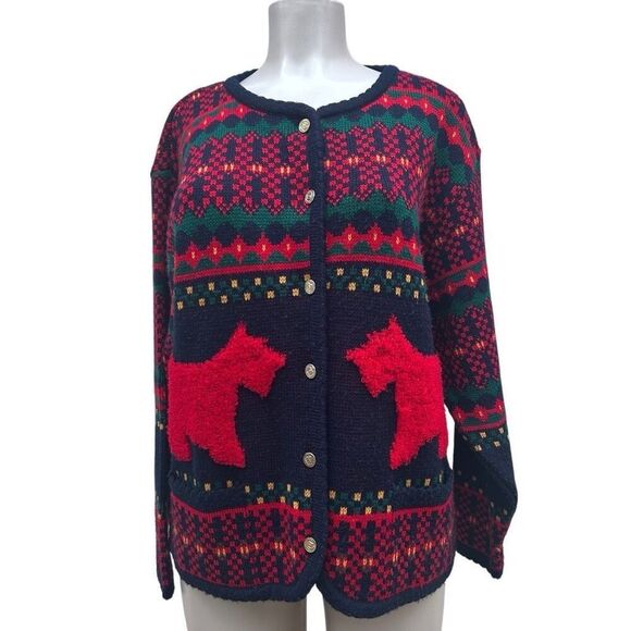 Vtg Paquette Byer California Sweater Large Multicolor Fair Isle Boucle Terrier - Picture 2 of 11